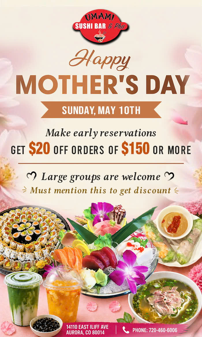 Mother's Day promotion with reservation and discount details
