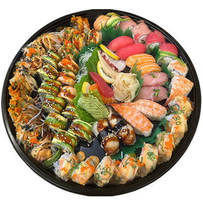 Alternative deluxe tray sushi presentation