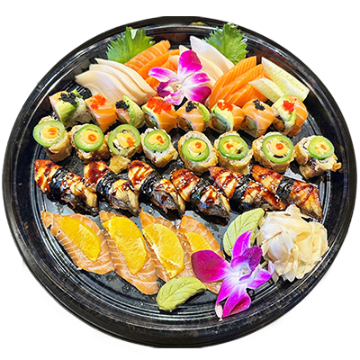 Large assorted sushi tray for sharing